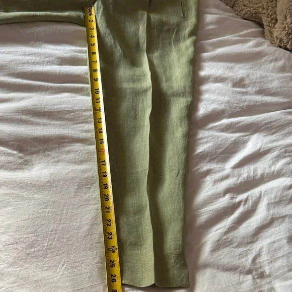 Ellen Tracy Olive Linen Top and pants set - Picture 14 of 15